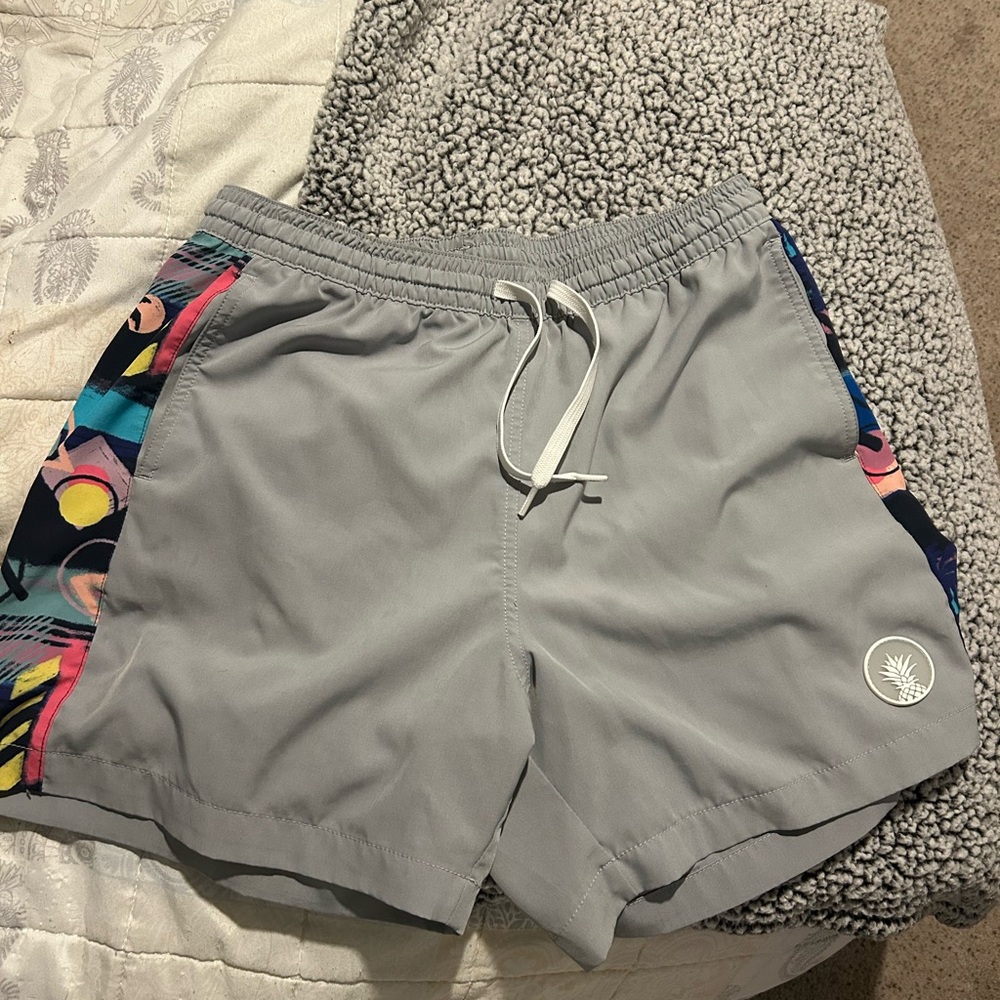 Chubbies Gray Swim Shorts with Colorful Side